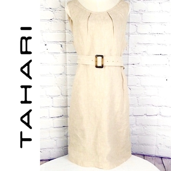 Tahari Dresses & Skirts - NWT Tahari Belted Linen Dress w/pockets